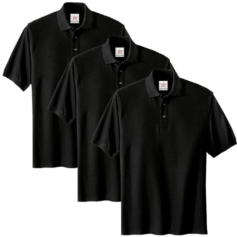 3 Piece Premium Polo Black T-Shirt for Casual and Work Wear- Collared Neck 20 GSM Durable Quality Plain Polo t-Shirt (XL, Black)