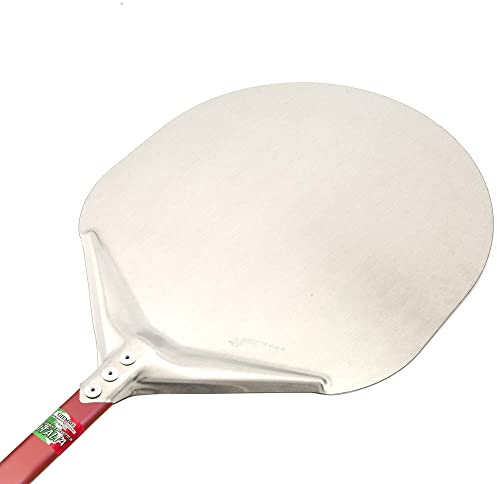 Giemme - Pala per Pizza Professionale in Alluminio Anodizzato, Piatto 33 cm, Manico Rosso 90 cm, Ideale per Forni fino a 80 cm – Made in Italy
