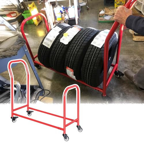 CMYUN Supports Pneus Support de Stockage de Pneus Roulants pour Garage, Support de Pneu en Métal Robuste sur Roues, Support de Stockage Multi-pneus/Remorque de Transport, Grand