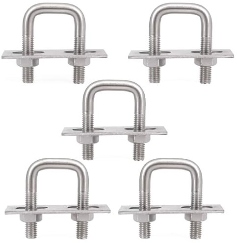 Boulons en U Paquet de 5 boulons en U carrés M10, collier de serrage carré avec déflecteur et écrous, Clip de fixation pour Tube de tuyau