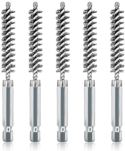 ASNOMY Set di 5 Spazzole in Acciaio Inox da 3/8 Con Setole per Pulizia Trapani Elettrici - Spazzole Abrasive Con Gambo Esagonale da 1/4