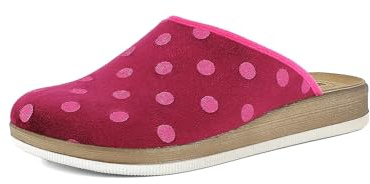 inblu Femme Pantofole Donna A Pois Con Suola Bicolore E Plantare in Vera Pelle Chausson, Bordeaux, 36 EU