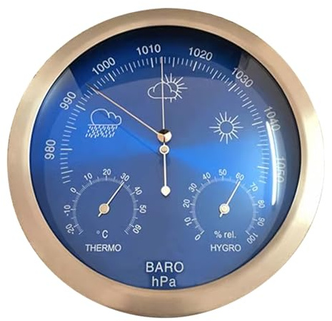 YHJLZNA Barometro Termometro Meteorologico Tre in Uno A Parete Stazione Meteorologica Ad Alta Precisione per Uso Domestico Stazione Meteorologica A Pressione Senza Acqua Barometro
