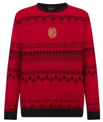 AC Milan Maglione di Natale 2024, Fantasia Natalizia in Morbido e Comodo Cotone, Prodotto Ufficiale Unisex, M