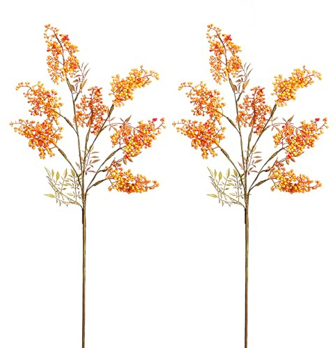 Tanant Künstlicher Roter Beerenzweig, Künstliche Beeren, Künstlicher Blumenstrauß, Simulierte Beerenzweige, Langer Stiel, Beerenschneidetisch, Tafelaufsatz für Weihnachtsfeier, (2 Stück