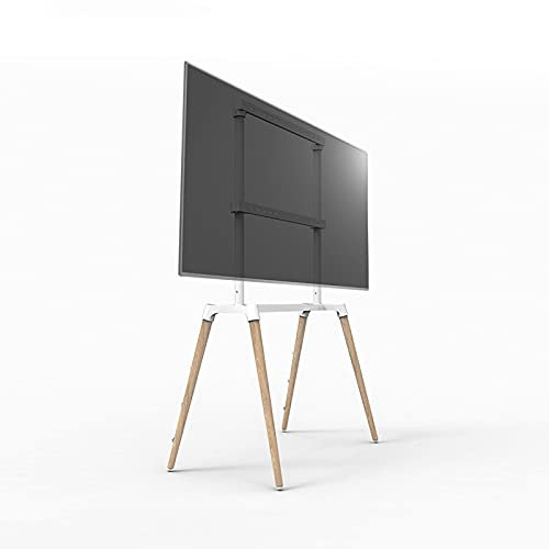Universal TV Stand TV Bracket Simple Mobile TV Stand Floor TV Stand Mount with 4 Wooden Feet for 55-75 Inch LED, LCD, OLED Flat&Curved TVs Sturdy Wood Base with Anti-tip,Large