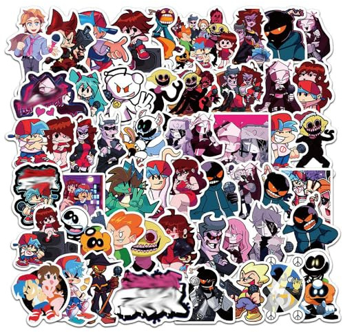 Friday N Funkins Stickers, 50 Pcs Music Game Figure Vinyl Waterproof DIY Sticker Decals for Party, Water Bottle Scrapbook Laptop Skateboard Computer for Teens Students