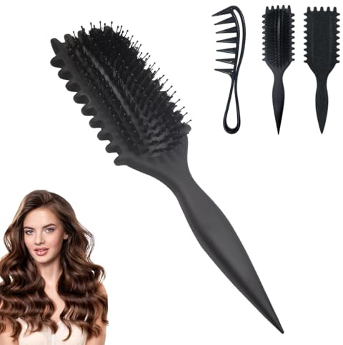 Lockenbürste, Curl Hair Brush, Haarbürste Strähnenkamm Wide Tooth Comb, Lockenkamm Grobzinkiger Kamm, Hai Zahnkamm Frauen Männer Salon Lockenkamm Naturlocken Kamm (Schwarz)