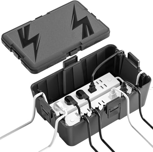 Kabelbox Wasserdicht,33.2x22.4x13.3 CM,Outdoor Kabel Safe Box,Kabelbox | 8 Kabeleingänge und ausgänge,Wetterfester Anschlusskasten Abdeckungen Schützen Steckdose,Zeitschaltuhr,Holiday Light,Schwarz