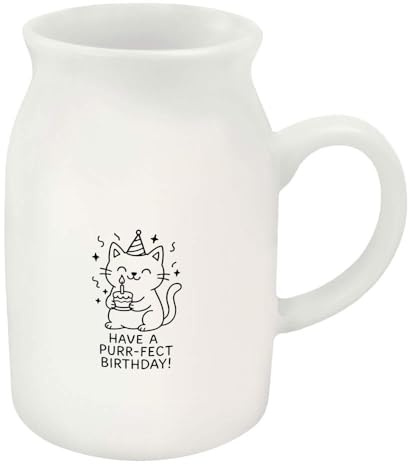 Azeeda 300ml 'Birthday Cat' Ceramic Milk Jug (MJ00019248)