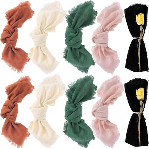 Stoffservietten,YouXiaor 10PCS Leinenservietten Wiederverwendbare,Baumwolle Musselin Servietten Stoff Tischservietten Abwaschbare Servietten Tischdekoration für Partys Hochzeit Restaurant Küche