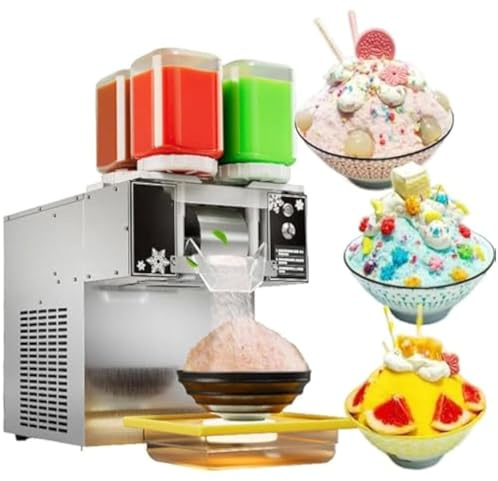 LTdlhFk Machine à Glace Pilée électrique Automatique, Broyeur à Cônes De Neige, Machine à Glace Flocons De Neige, Machine à Glace Flexible à 4 Seaux, pour La Maison,120KG/24H-750W