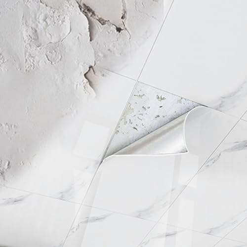 Dalle de plafond Dalles De Plafond En PVC À Coller 60x30cm, Pour Salle De Bain/cuisine, 10, 20, 30, 40, 50 Ou 100 Pièces. Papier Peint Autocollant Imperméable Pour Plafond En Marbre(10 pcs)