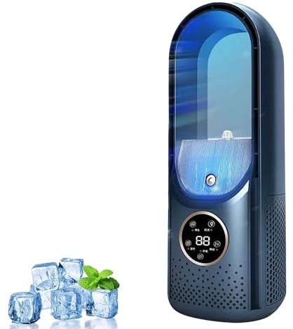 Blade-Free Silent Portable Air Conditioner, desk portable air conditioner with Multi-Function Timer Evaporative Cooler 6 Modes & 1-6h Timer & 7 Colors Night Light (Blue)