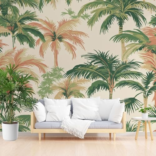 Générique Papier Peint Panoramique Plantes Tropicales Palmiers Papier Peint Intissé Plantes et Bananiers Peints Tapisserie Panoramique Salon, Décoration Murale Chambre, 150x105cm(L x H)