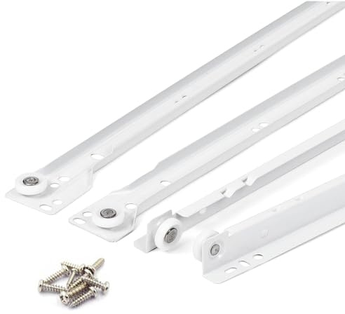 Guide per cassetti a rulli, 1 Paio, 550, 350, 250 mm, Guide per cassetti per armadi e mobili da Cucina, Guide di Estensione in Acciaio Spesso a 2 sezioni, Supporto 45 kg, Montaggio Inferiore