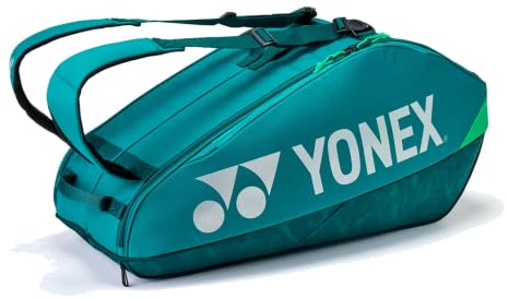YONEX PRO Racquet Bag 92426 (6 Schläger) Dark Green – Badmintontasche Dunkel grün, große Schlägertasche mit Schuhfach & Fächern, Sporttasche für Training & Turniere