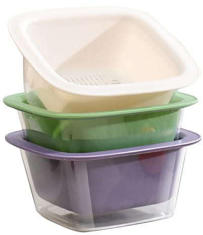 ABOOFAN Lot De 3 Paniers De Lavage Et D'Égouttage De Légumes À Double Couche Passoire De Lavage Bol De Mélange De De Riz Panier De De Cuisine De Nettoyage