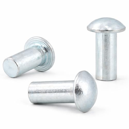 Rivetti M6 (6 mm x 60 mm) (confezione da 20) in zinco massiccio a testa tonda DIN660 per metallo e assemblaggio meccanico, D02B