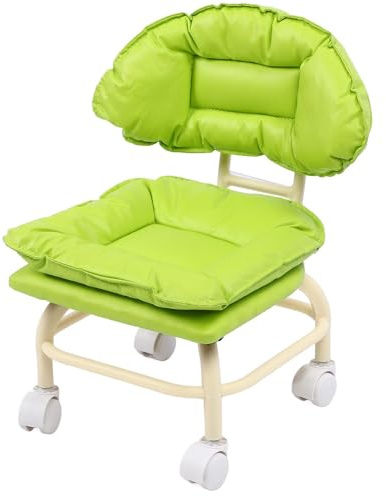 LUCKDANO Tabouret Roulant Vert, Chaise Pivotante à 360 Degrés avec roulettes et Support Dorsal Ergonomique pour la Maison, Le Bureau et Les Salons