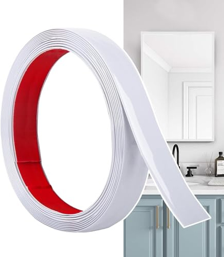 Hengrongshen Molduras Decorativas Autoadhesivas Blanco Mate (6M x 2.5cm) Despegar y Pegar, Tiras de Pared de PVC Flexibles, Ideales para Paredes, Espejos, Techos, Suelos, Armarios, Azulejos