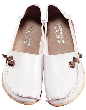 Scarpe da donna in pelle – Scarpe da donna in pelle – Ballerina Slip On Loafers Eleganti scarpe casual estive comode mocassini chiusi in pelle