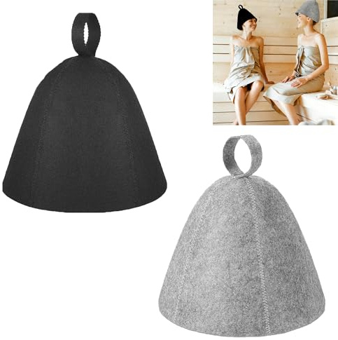 Smaoqingji Cappello Bagno per Sauna Termale - 2 Pezzi, Nero, Grigio, Movimento Della Doccia In Feltro, Adatto per L'uso In Bagni Privati, Saune, Centri Benessere o Strutture Termali