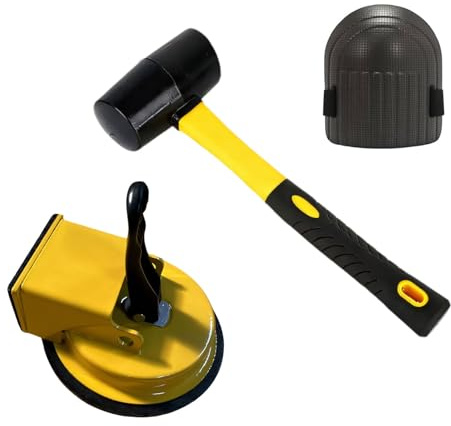 Profis Bodenspalt Fixierwerkzeug Set Für Laminat & Vinyl - Schwerlast Werkzeug Zur Reparatur Von Bodenfugen - Inkl. Gummihammer & Schaum Kniepolster - Für Parkett, Holz- & Fliesenböden