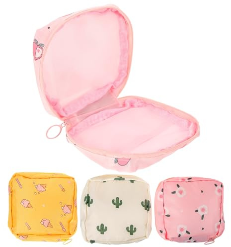 NOLITOY Bolsa de Almacenamiento y Portátil para Compresas Menstruales Paquete de 4 Unidades de Tela Cremallera y Portátil para Kit de Menstruación