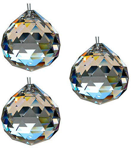 HAB&GUT G701 Leuchten Kristallkugel ø 30 mm 3 Stück 30% Bleikristall Regenbogenkristall Kristall Kugeln zum aufhängen Fensterdeko Feng Shui Kristallglas