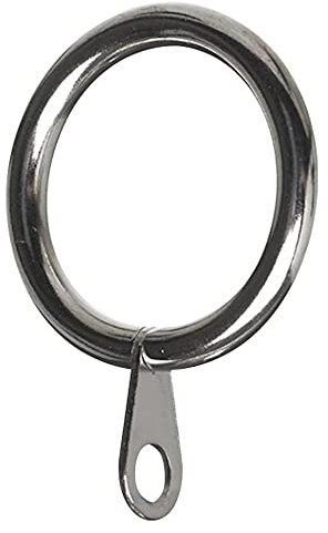 Merriway BH06183 Barra Cortina, Anilla Fija de Metal Cromado, dimensión Interior: 50 mm, Plata, Set de 8 Piezas