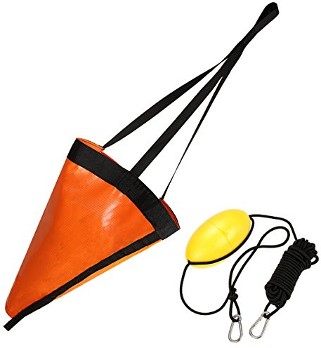 MOOCY 24-Inch Orange Drift Sock Sea Anchor Drogue with 30ft Kayak Tow Rope Line Buoy Ball Float Leash Sea Brake System for Marine Boat/Yacht/Jet Ski/Inflatable/Power Boat/Sail Boat