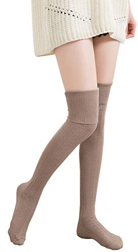 Bakicey Damstrumpor knästrumpor, strumpor över knät, tights, bomullsstrumpor, stickade strumpor, stödknästrumpor, stickade strumpor, höga över knät strumpor, långa strumpor, vinterstrumpor, kaki