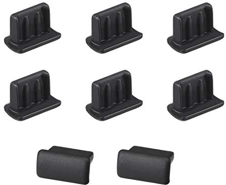 sourcing map 10pcs Silicone Mini USB Cap Port Cover Anti Dust Protector 7mmx2mm Black((did Not Fit USB)