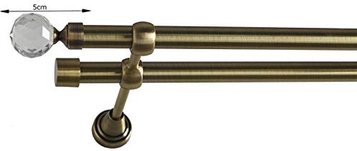 Sento 19/19mm Metall Gardinenstange Vorhangstange 2-läufig Messing Antik Classic Tela 200 cm