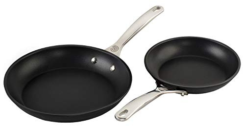 Le Creuset Lot de 2 casseroles antiadhésives en acier trempé Pro Gris 20,3 cm et 25,4 cm