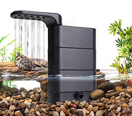 hygger 580L/H Aquarium Filter for Turtle with 2 Sponges & Bio Balls, 3-in-1 Water Circulation, Biological Filtering for Amphibian Aquariums 75 to 190 litres, for Reptiles, Crabs and Frogs