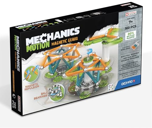 GEOMAG - Mechanics Motion Magnetic Gears 160 Teile, Magnetische Bausteine für Kinder mit Zahnrädern, Kinderspielzeug ab 7 Jahre, Magnetbausteine STEM Spielzeug, Geburtstag Nikolaus Geschenke Kinder