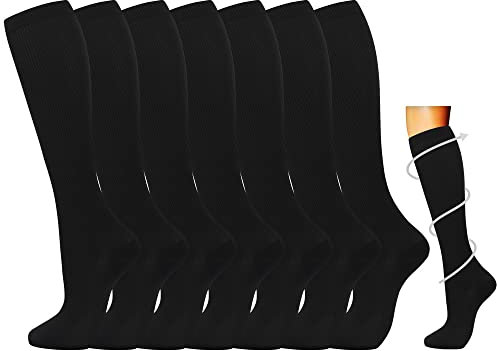 Losvcbcx Kompressionsstrümpfe,2/4/6/7 Paar Kompressionssocken für Damen und Herren mit 15–20 mmHg sind die besten Sport- und Medizinstrümpfe für Krankenschwestern auf Flugreisen