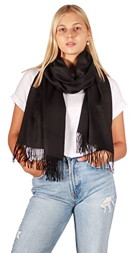 DOLCE ABBRACCIO by RiemTEX Damen Winter Schal kuschelig und warm Winterschal mit Fransen Schals Damenschal in Unifarben