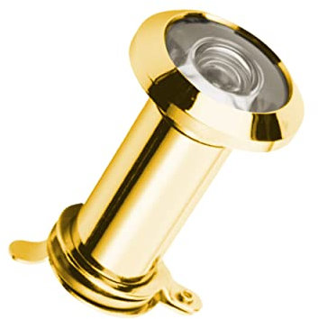 IRONZONE® Standard Style Door Viewers, Peephole, peek Hole, Door Hole, spyhole, Wide Angle Security in Polished Brass Finish, Viewing only Possible in one Direction,
