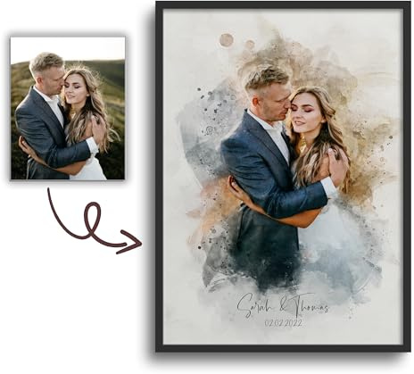 Generisch Dein Foto als Aquarell/personalisiertes Portrait/einzigartiges Geschenk/Familie, Partner oder Haustier/als Poster, gerahmtes Bild oder Leinwand (Poster, 30x40 cm)