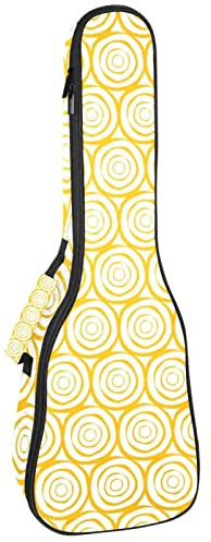Ukulele väska gul sol runt cirkelmönster ukulele fodral för Sopran Tenor konsert 23 tum 10 mm tjock mjuk vadderad justerbara remmar spelväska