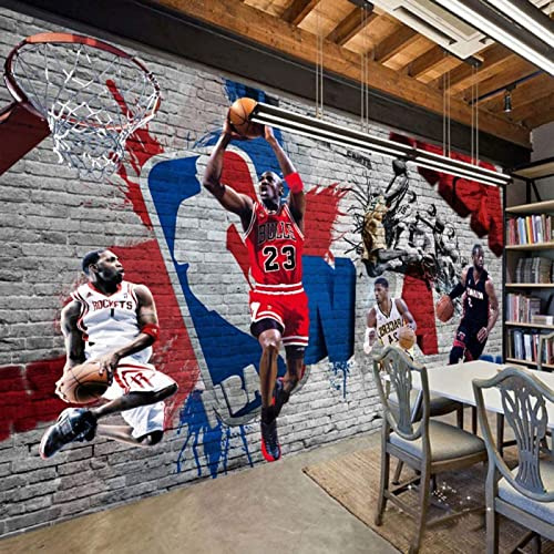 SELIE Papier Peint Panoramique Basket Ball Industriel Orange, Blanc, Noir Intissé 3D Tapisserie Murales Décoration Murale