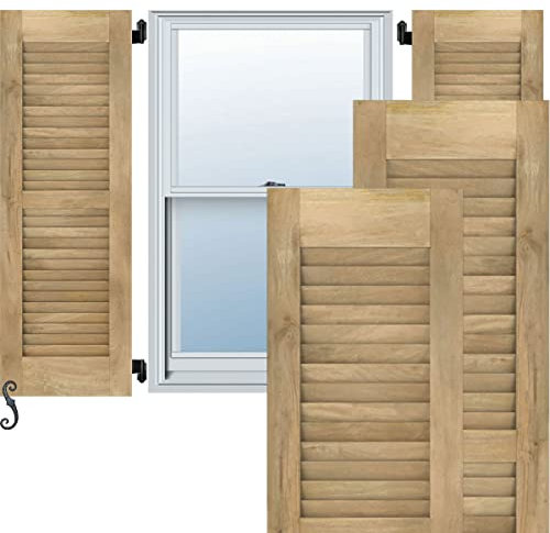 Ekena Millwork RW101LV12X72UNH Zwei gleiche Jalousien außen Holz Fensterläden, 30,5 cm B x 183,9 cm H, unlackiert