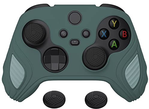 PlayVital Coque Protection pour Xbox Series X/S Manette Accessoires Protège,Housse avec Capuchon Joystick pour Xbox Core Controller Cover Silicone Skin-Gris Templeton&Gris Jade,Édition Scorpion