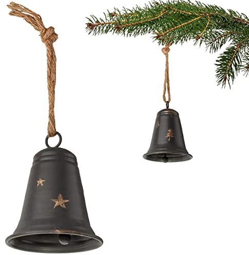 alles-meine.de GmbH 2 Stück große - Metall Glocken/Klingeln - 14 cm - wetterfest - Winter & Weihnachten - zum Aufhängen & Hintellen - Deko - Glöckchen Klocken Jingle Bells Gl..