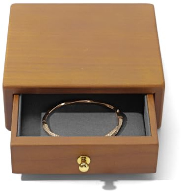 Oirlv Bois Massif Multifonction Boîte à Bijoux Organisateur Pour Boucles D'oreilles Colliers Bracelets Broches(Gris Foncé)