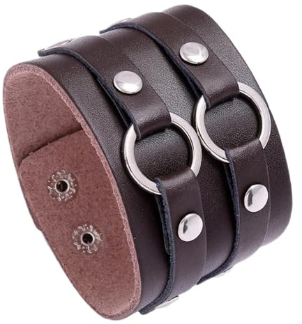 Aroncent 1/2/3/4 Leder Armband Armreifen für Herren, Verstellbar Breit Herrenarmband Armkette Retro Wickelarmband Surferarmband, Braun Schwarz