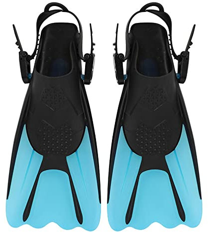 ENEN Schwimmflossen, Schnorchelflossen kurz Verstellbare Flossen für Kinder Erwachsene zum Schnorcheln, Schwimmen (L(passend für Größe 39-43),Blau)
